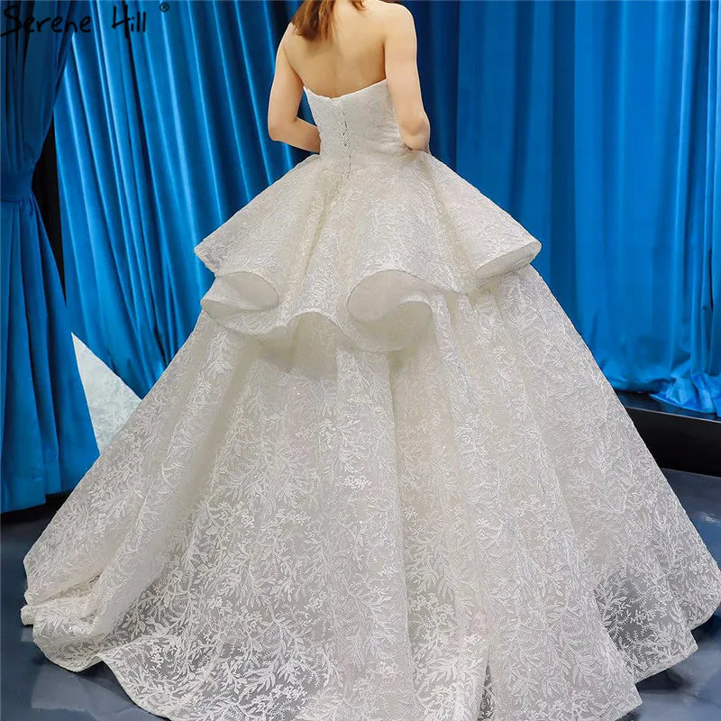 White Strapless Sexy Vintage Wedding Dresses 2024 Lace Sequined Sleeveless Bridal Gowns Real Photo HM66632 Custom Made