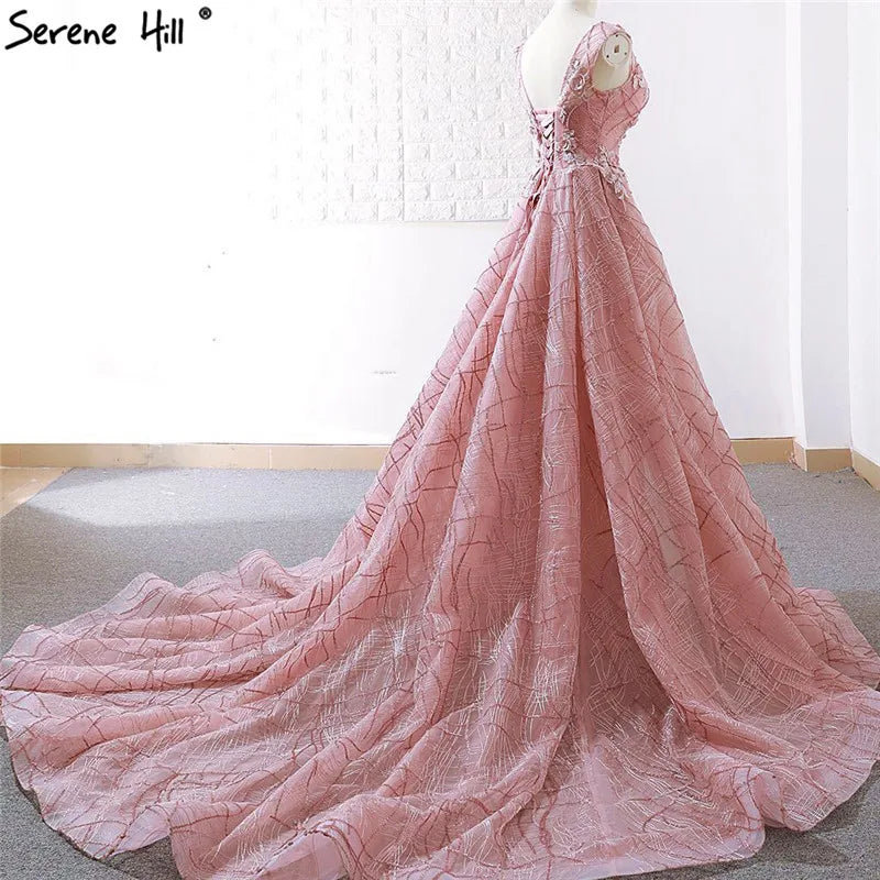 High-end Red Bean Sexy V-Neck Evening Dresses 2024 Handmade Flowers Sequined Vintage Evening Gowns Real Photo HM66719