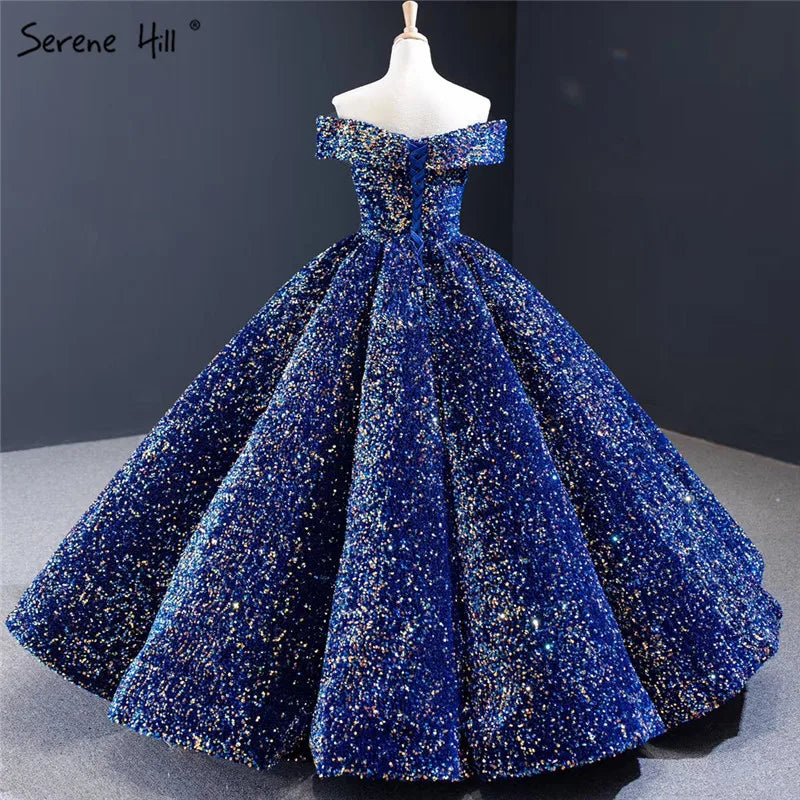 Dubai Sweetheart Sexy Green Luxury Wedding Dresses 2024 Sequined Off Shoulder Bridal Gowns Serene Hill HM66991 Custom Made