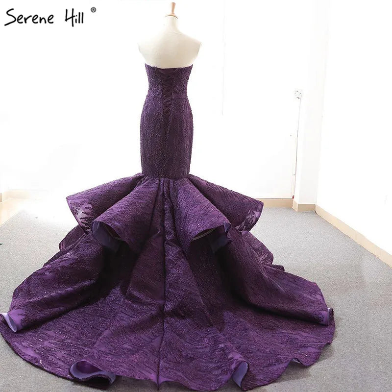 New Off Shoulder Sexy Purple Wedding Dresses 2024 Mermaid Sequined Fashion Vintage Bride Wedding Gown Real Photo HM66614