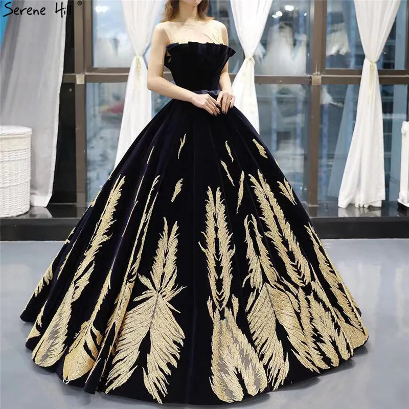 Black Gold Sleeveless Sexy Wedding Gowns 2024 Latest Design Beading Sequined Wedding Dresses Real Photo Custom Made HM66741