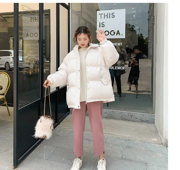New 2020 Women Short Jacket Winter Thick Hooded Cotton Padded Coats Female Korean Loose Puffer Parkas Ladies Oversize Outwear