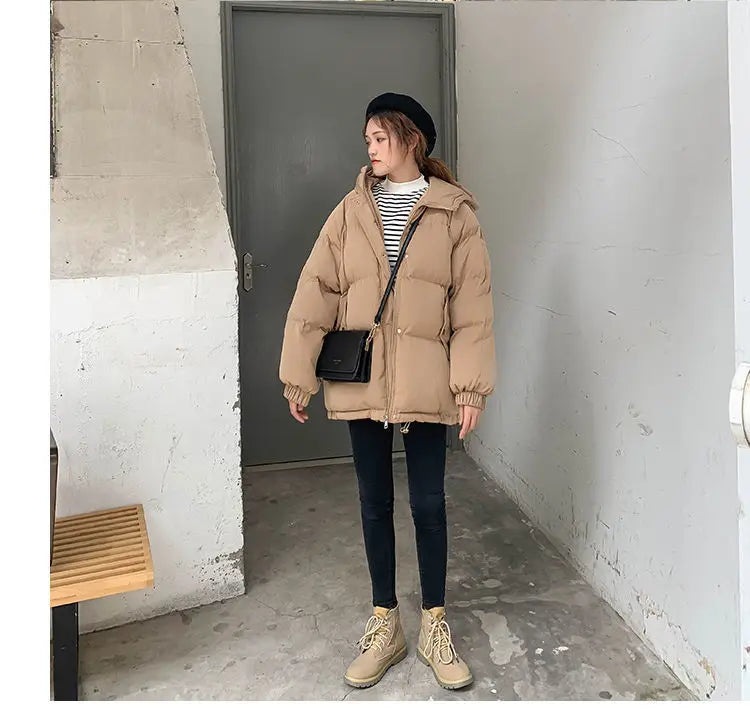 New 2020 Women Short Jacket Winter Thick Hooded Cotton Padded Coats Female Korean Loose Puffer Parkas Ladies Oversize Outwear