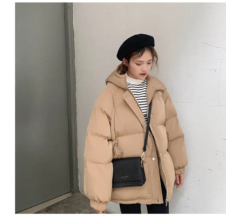 New 2020 Women Short Jacket Winter Thick Hooded Cotton Padded Coats Female Korean Loose Puffer Parkas Ladies Oversize Outwear