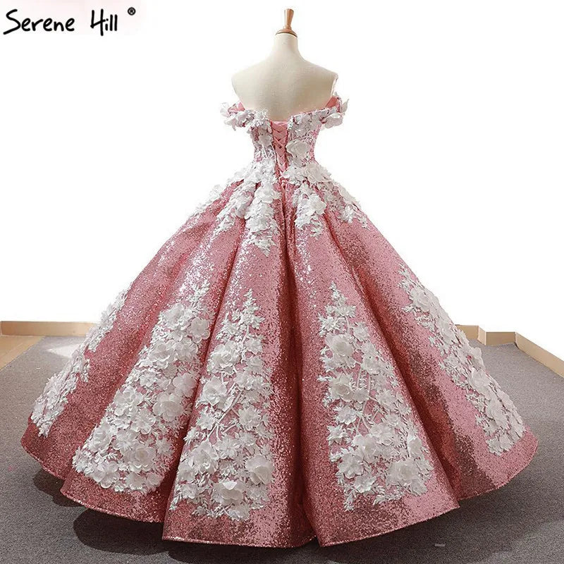 Red Bean Handmade Flowers Pearls Wedding Dress 2024 New Fashion Luxury Off Shoulder Sexy Bridal Gown Real Photo 66662
