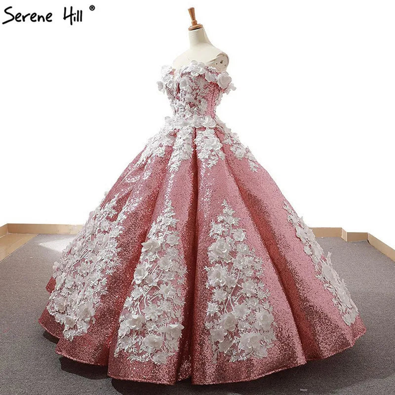 Red Bean Handmade Flowers Pearls Wedding Dress 2024 New Fashion Luxury Off Shoulder Sexy Bridal Gown Real Photo 66662