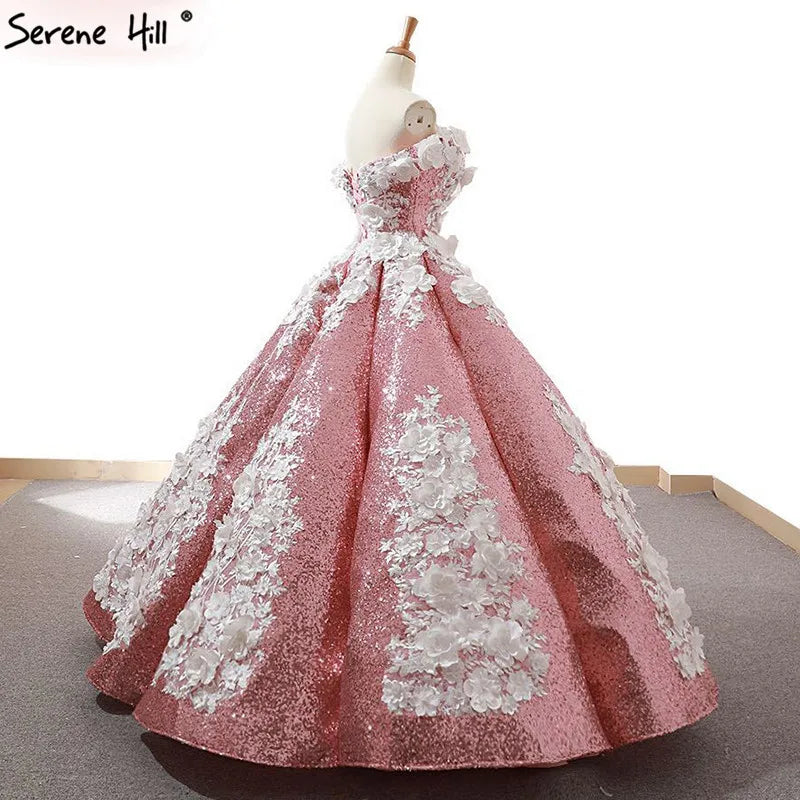 Red Bean Handmade Flowers Pearls Wedding Dress 2024 New Fashion Luxury Off Shoulder Sexy Bridal Gown Real Photo 66662