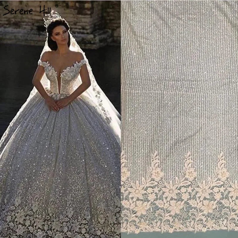 Dubai Design White Luxury Vintage Wedding Dresses 2024 Off Shoulder Handmade Flowers Bridal Gown Real Photo HA2195