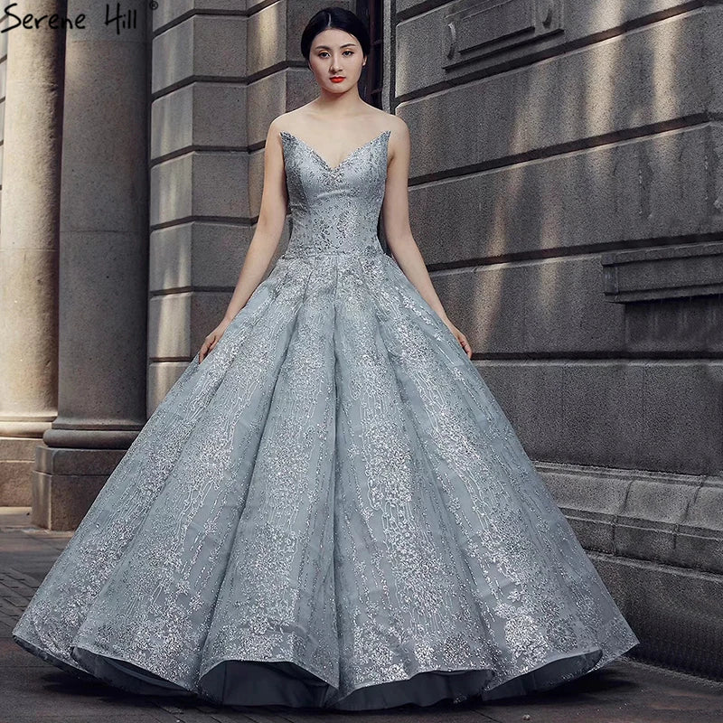 Newest Grey Off Shoulder Sexy Wedding Dress 2024 Fashion Beading Sequined Bridal Vintage Wedding Gown Real Photo 66570