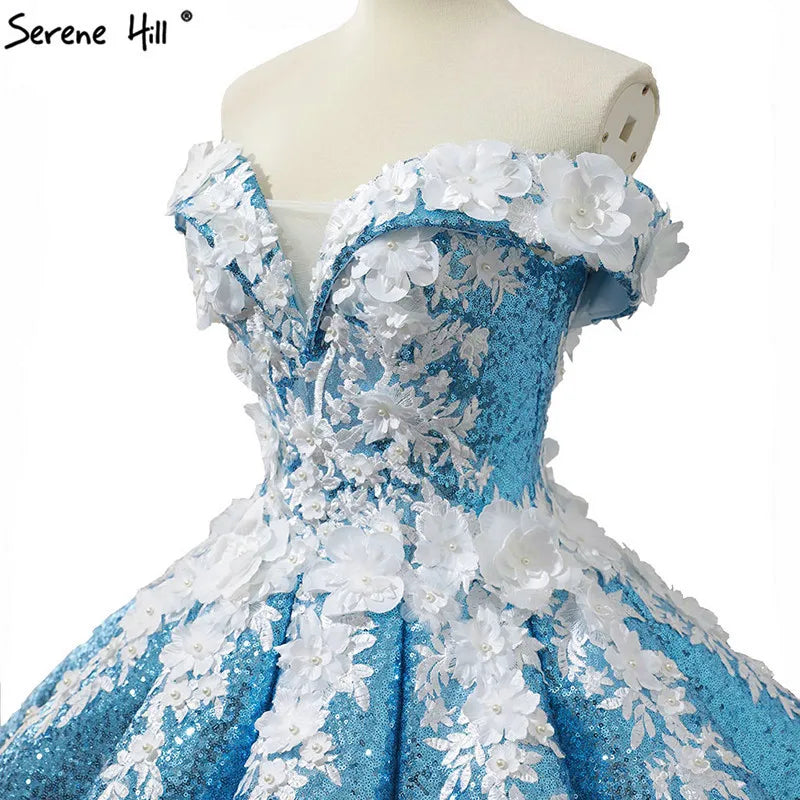 Red Bean Handmade Flowers Pearls Wedding Dress 2024 New Fashion Luxury Off Shoulder Sexy Bridal Gown Real Photo 66662
