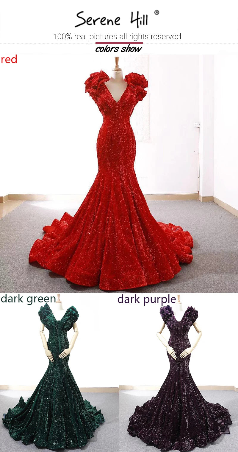Red High-end Deep V-Neck Sleeveless Wedding Dresses Sexy Slim Sequined Mermaid Bridal Gowns 2024 Real Picture HM66736