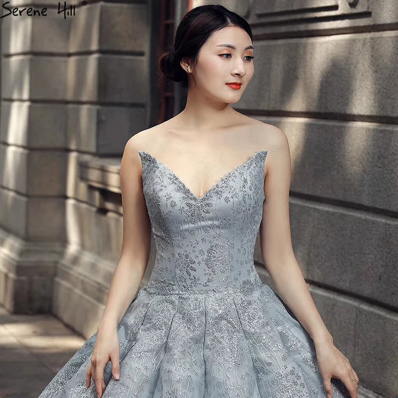 Newest Grey Off Shoulder Sexy Wedding Dress 2024 Fashion Beading Sequined Bridal Vintage Wedding Gown Real Photo 66570