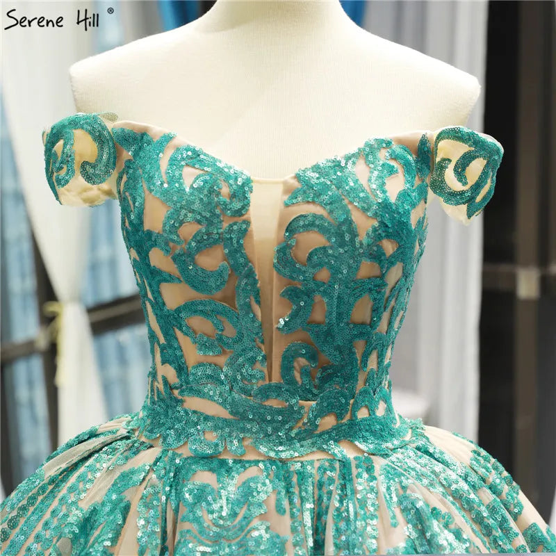 Green Sweetheart Sexy Lace Up Bridal Wedding Gowns 2024 Sleeveless Luxury Sequined Wedding Dresses Real Photo Custom Made 66778