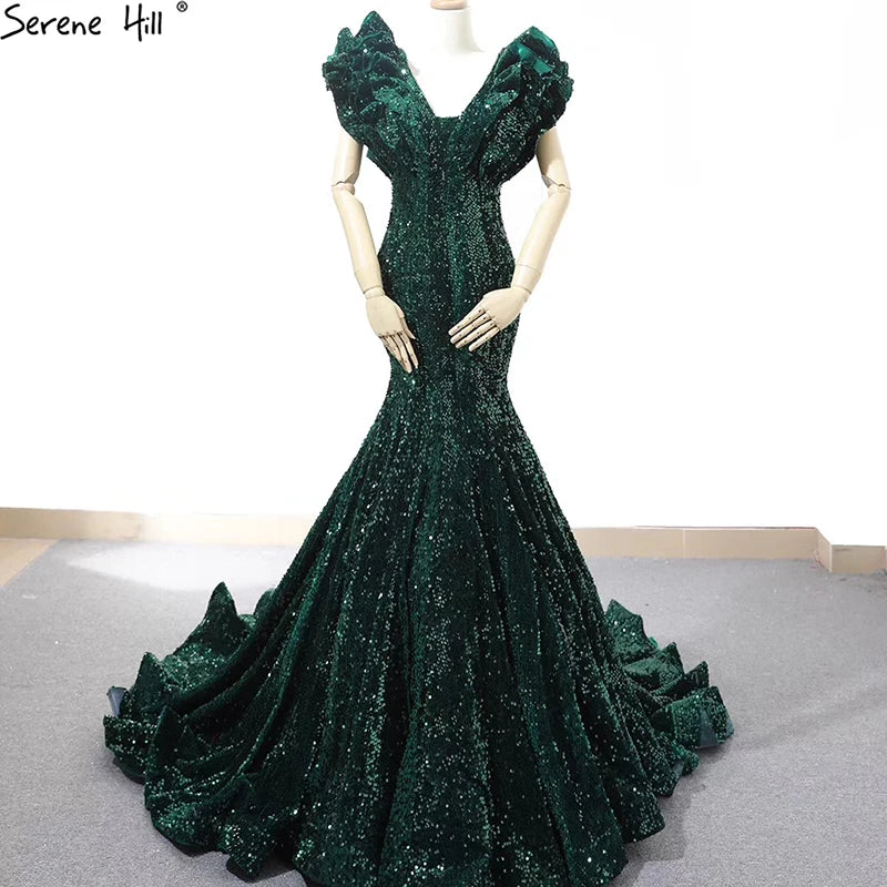Red High-end Deep V-Neck Sleeveless Wedding Dresses Sexy Slim Sequined Mermaid Bridal Gowns 2024 Real Picture HM66736