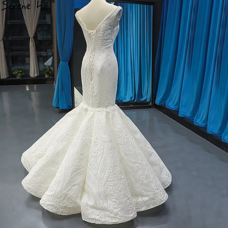 White Sequined Sexy Wedding Dresses 2024 Mermaid High-end Luxury Bridal Gowns Real Photo HM66708 Custom Made