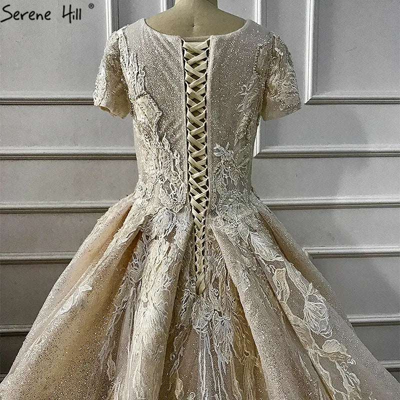 Ivory Luxury Short Sleeves Sexy Wedding Dresses 2024 High-end Vintage Glitter Bride Gowns Real Photo HA2227 Custom Made