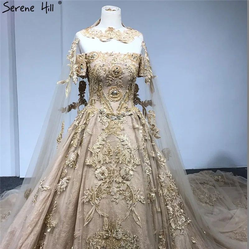 Dubai Luxury Short Sleeves Long Train Wedding Dress High-end Luxury Big Train Wedding Bride Gown 2024