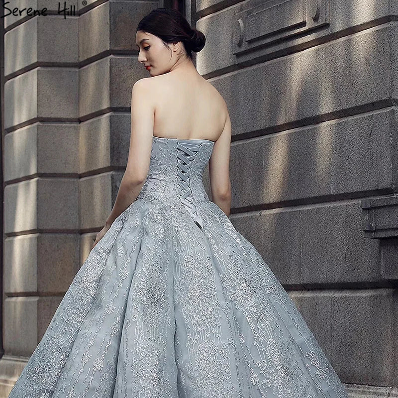 Newest Grey Off Shoulder Sexy Wedding Dress 2024 Fashion Beading Sequined Bridal Vintage Wedding Gown Real Photo 66570