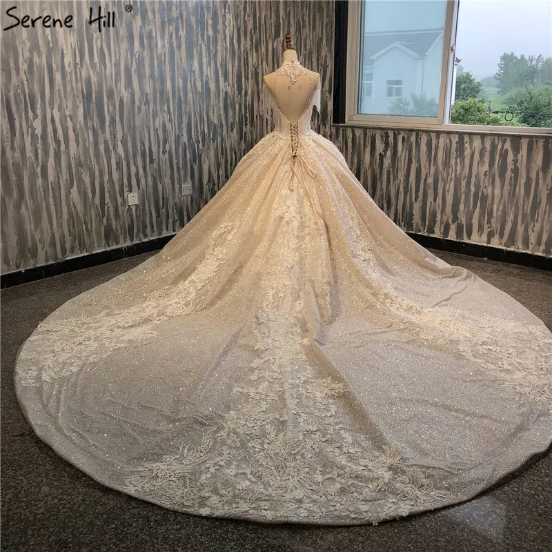 Newest High Extreme Luxury Fashion Wedding Dresses Crystal Tassel Sleeveless Sexy Lace Up Bridal Dress 2024 Real Photo HA2179