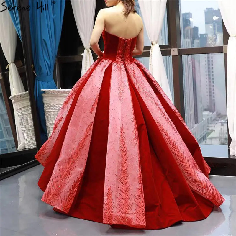 Wine Red Straplss Sexy High-end Wedding Dresses 2024 Vintage Luxury Off Shoulder Sequined Bride Gown 66743 Custom Made