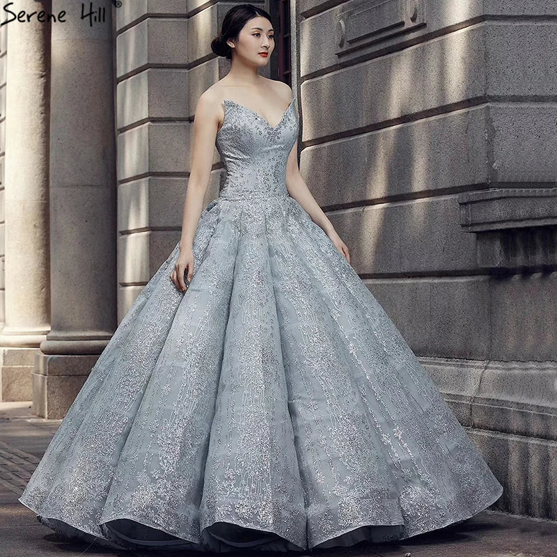Newest Grey Off Shoulder Sexy Wedding Dress 2024 Fashion Beading Sequined Bridal Vintage Wedding Gown Real Photo 66570