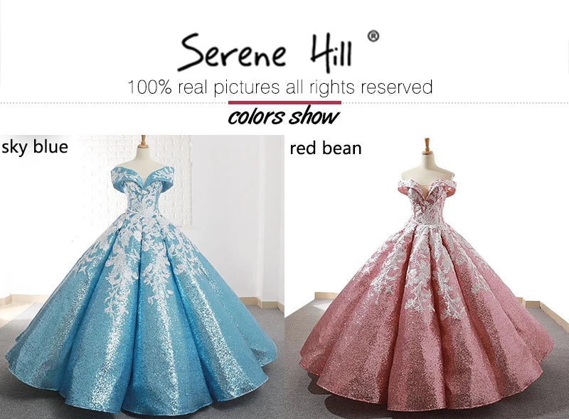 Handmade Flowers Sequined Sparkle Luxury Wedding Dress 2023 Sky Blue Off Shoulder Sexy Fashion Bridal Gown Real Photo 66667