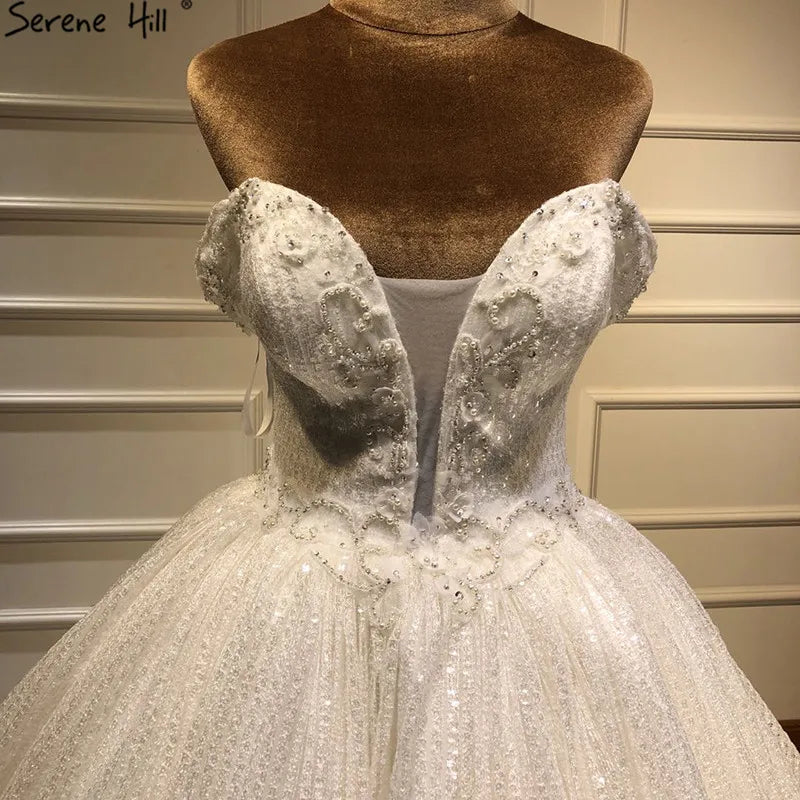Dubai Design White Luxury Vintage Wedding Dresses 2024 Off Shoulder Handmade Flowers Bridal Gown Real Photo HA2195