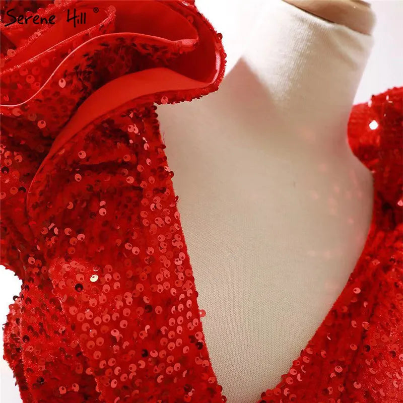 Red High-end Deep V-Neck Sleeveless Wedding Dresses Sexy Slim Sequined Mermaid Bridal Gowns 2024 Real Picture HM66736
