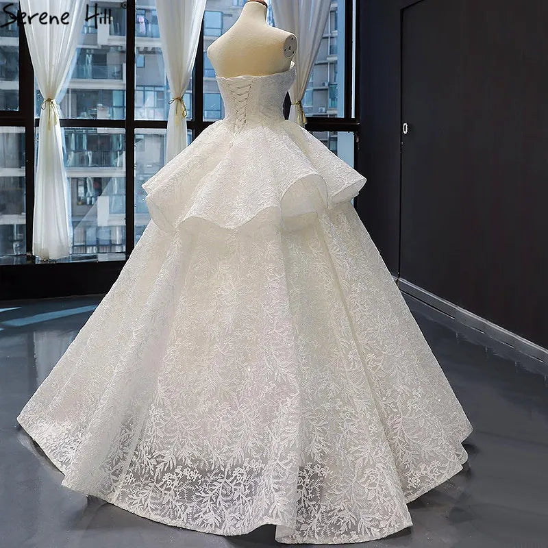 White Strapless Sexy Vintage Wedding Dresses 2024 Lace Sequined Sleeveless Bridal Gowns Real Photo HM66632 Custom Made