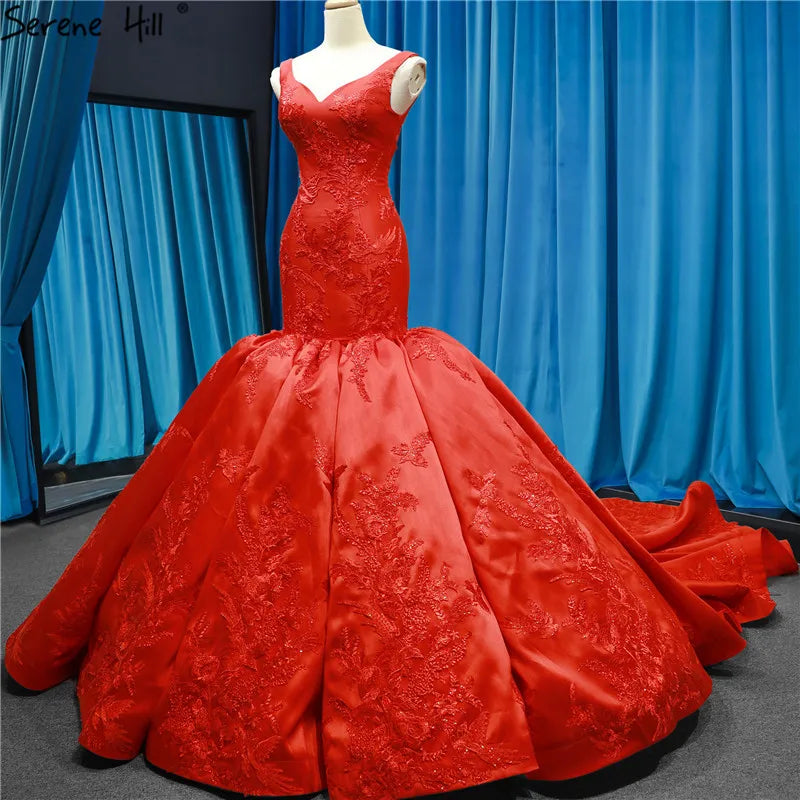Long Luxury Lace Up Mermaid Wedding Dress Train Sexy Bridal Gowns 2024 Robe De Marriage HM66785 Custom Made