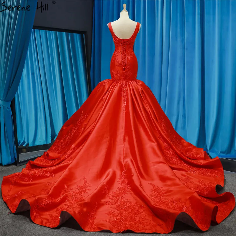 Long Luxury Lace Up Mermaid Wedding Dress Train Sexy Bridal Gowns 2024 Robe De Marriage HM66785 Custom Made
