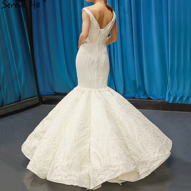 White Sequined Sexy Wedding Dresses 2024 Mermaid High-end Luxury Bridal Gowns Real Photo HM66708 Custom Made