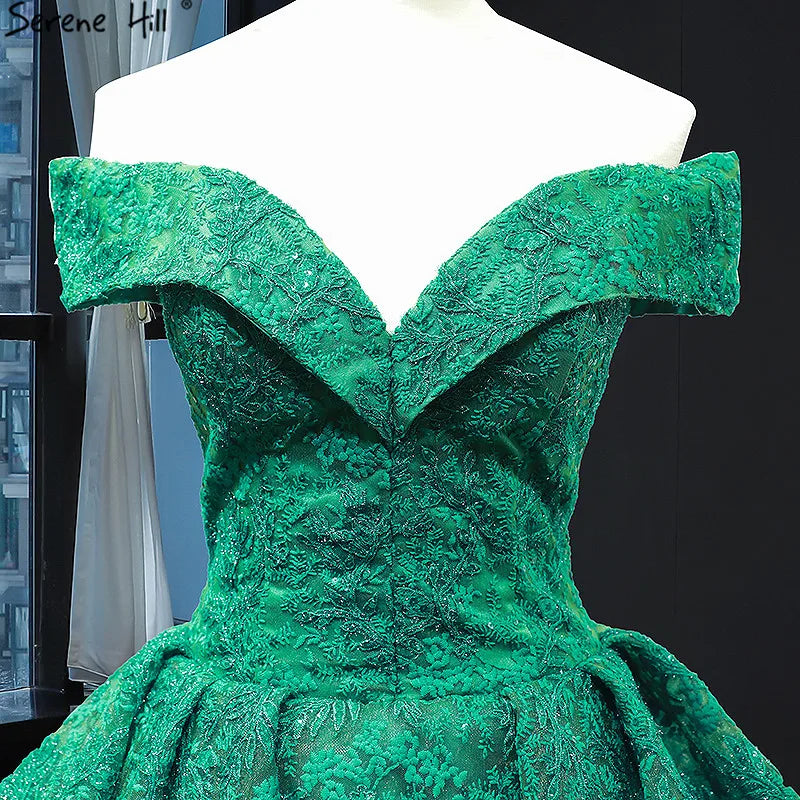 Green Off Shoulder Sexy Wedding Dress 2024 Lace Sequined Luxury High-end Bridal Gowns Real Photo HM66744 Custom Made