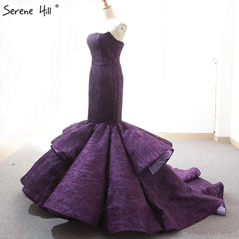 New Off Shoulder Sexy Purple Wedding Dresses 2024 Mermaid Sequined Fashion Vintage Bride Wedding Gown Real Photo HM66614
