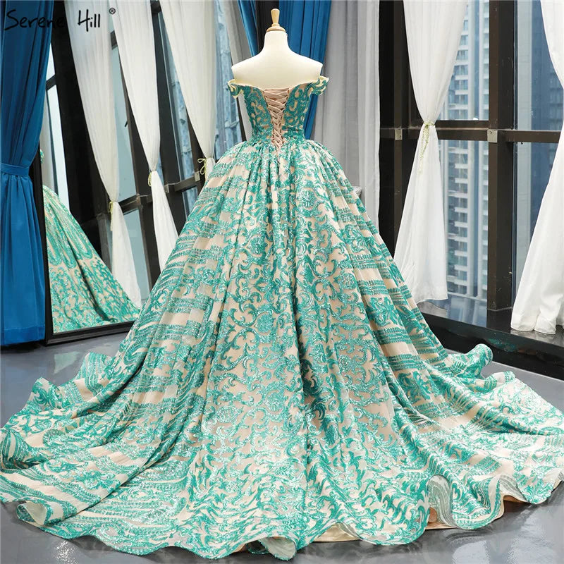 Green Sweetheart Sexy Lace Up Bridal Wedding Gowns 2024 Sleeveless Luxury Sequined Wedding Dresses Real Photo Custom Made 66778