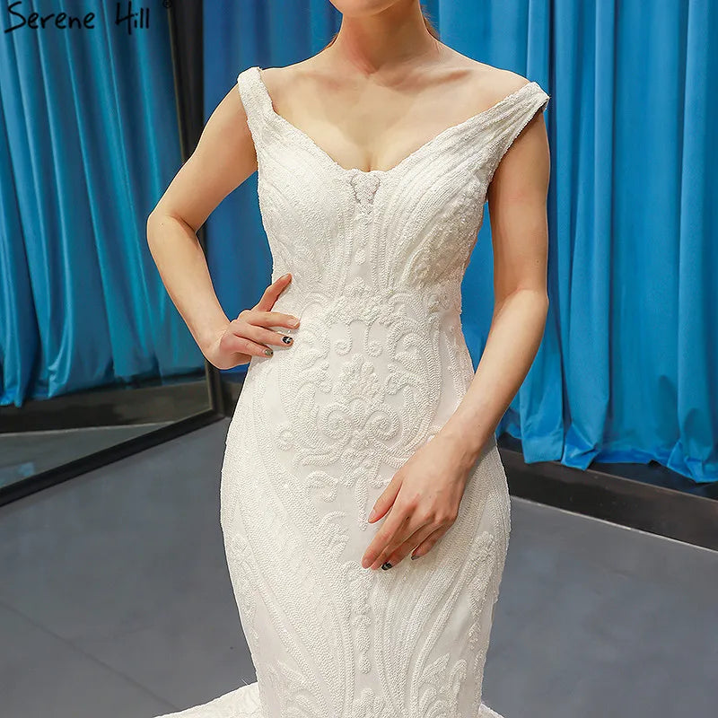 White Sequined Sexy Wedding Dresses 2024 Mermaid High-end Luxury Bridal Gowns Real Photo HM66708 Custom Made