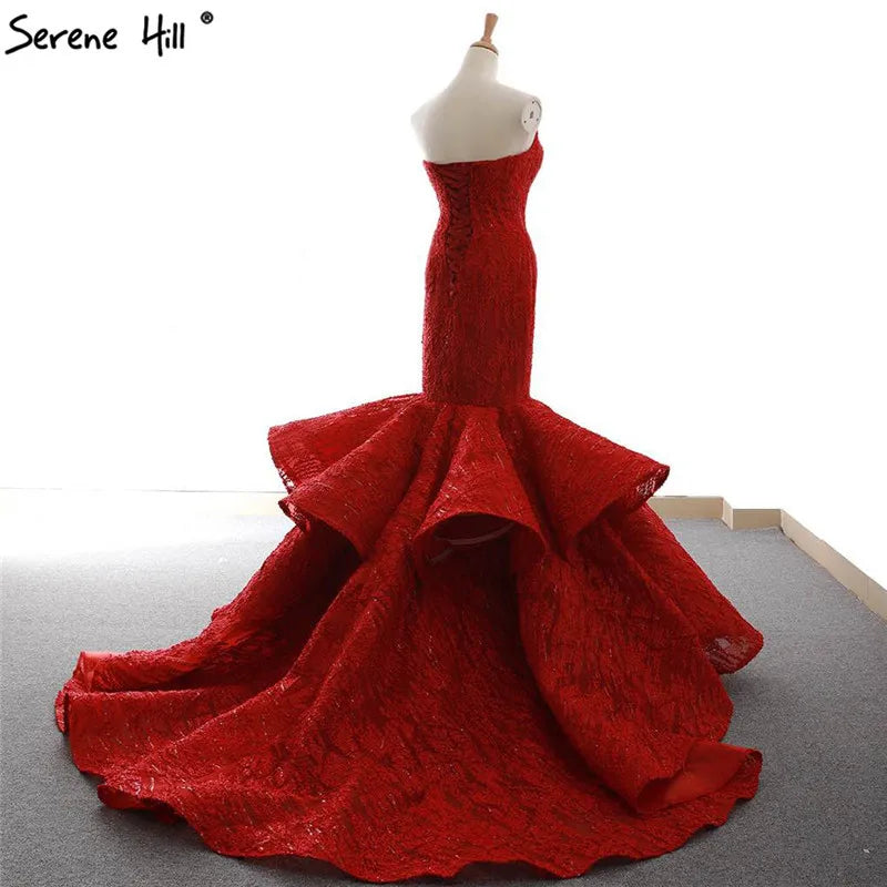 Red Newest Off Shoulder Sexy Wedding Dresses 2024 Appliques Ruffles Fashion Sexy Mermiad Bridal Gown Real Photo HM66614