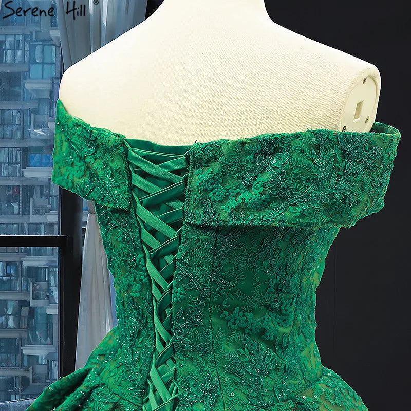 Green Off Shoulder Sexy Wedding Dress 2024 Lace Sequined Luxury High-end Bridal Gowns Real Photo HM66744 Custom Made