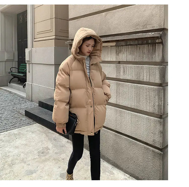 New 2020 Women Short Jacket Winter Thick Hooded Cotton Padded Coats Female Korean Loose Puffer Parkas Ladies Oversize Outwear