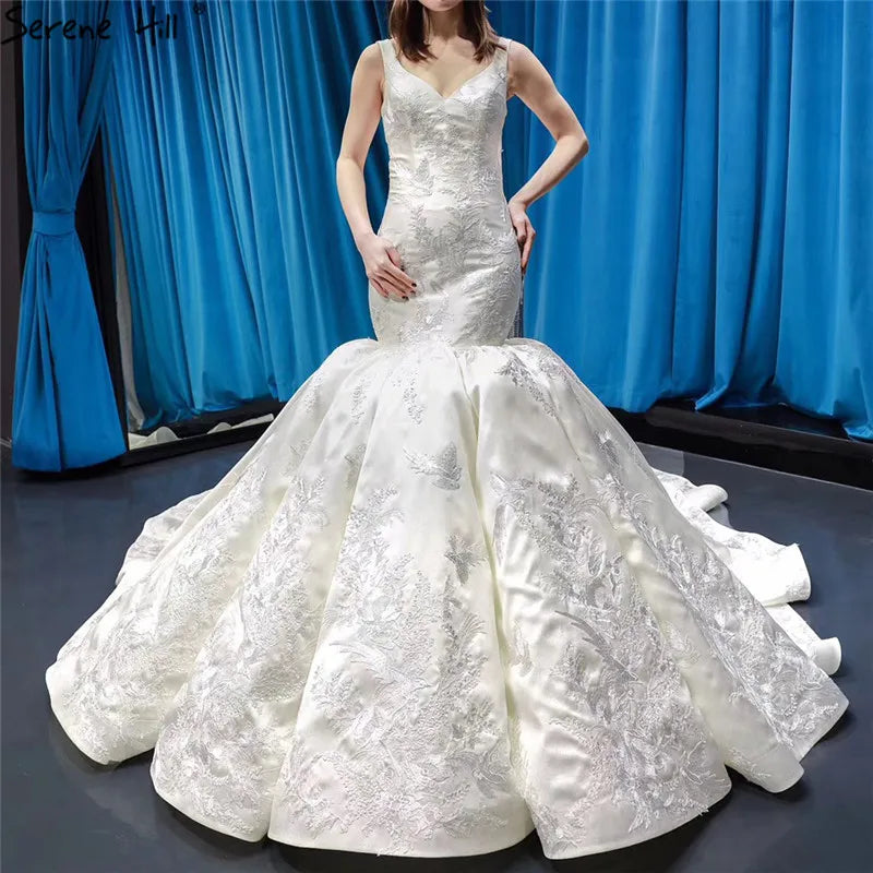 Long Luxury Lace Up Mermaid Wedding Dress Train Sexy Bridal Gowns 2024 Robe De Marriage HM66785 Custom Made