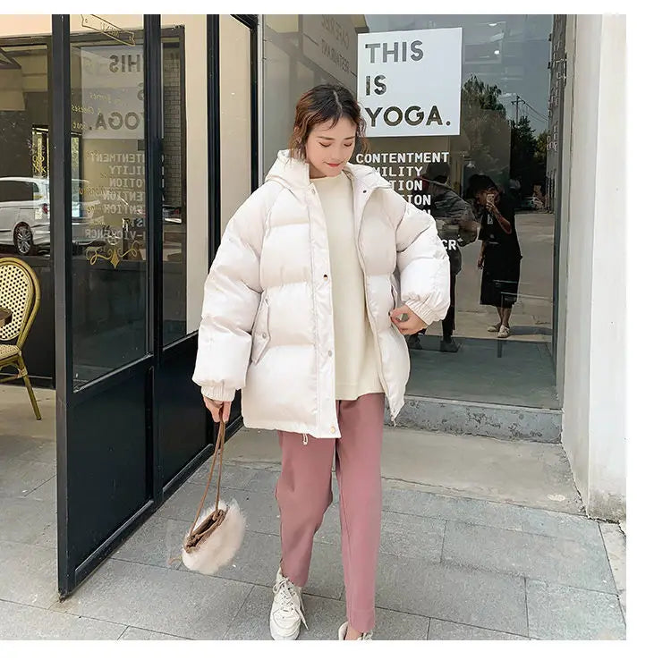 New 2020 Women Short Jacket Winter Thick Hooded Cotton Padded Coats Female Korean Loose Puffer Parkas Ladies Oversize Outwear