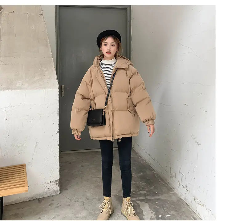 New 2020 Women Short Jacket Winter Thick Hooded Cotton Padded Coats Female Korean Loose Puffer Parkas Ladies Oversize Outwear