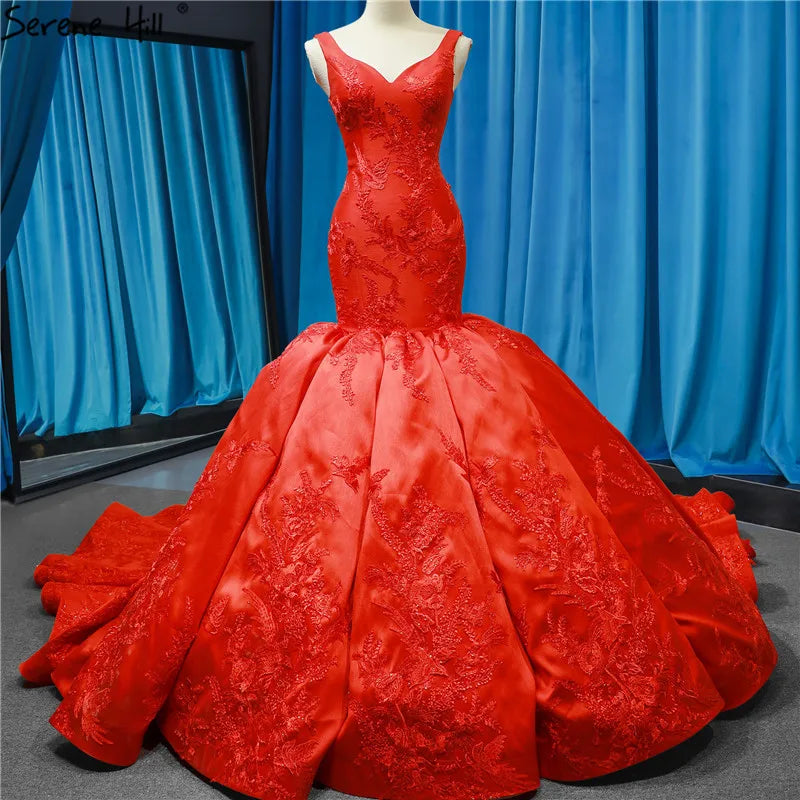 Long Luxury Lace Up Mermaid Wedding Dress Train Sexy Bridal Gowns 2024 Robe De Marriage HM66785 Custom Made