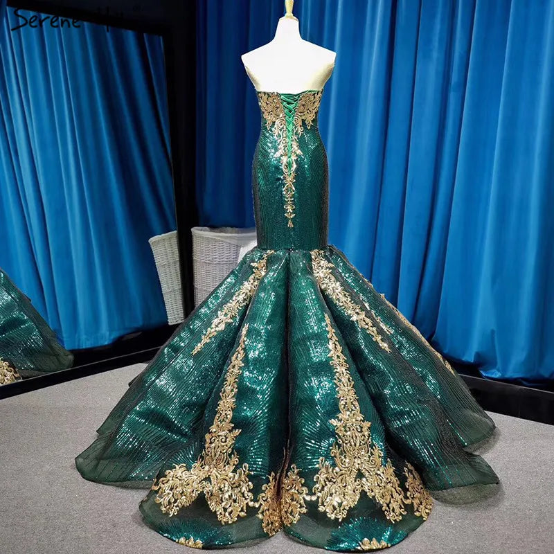 Dubai Blue Sequined Sexy Wedding Dresses 2024 Removable Long Sleeves Luxury Bridal Gowns Real Photo HM66787 Custom Made