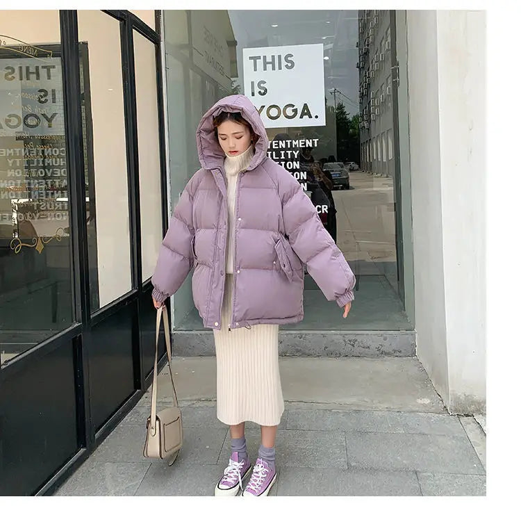 New 2020 Women Short Jacket Winter Thick Hooded Cotton Padded Coats Female Korean Loose Puffer Parkas Ladies Oversize Outwear