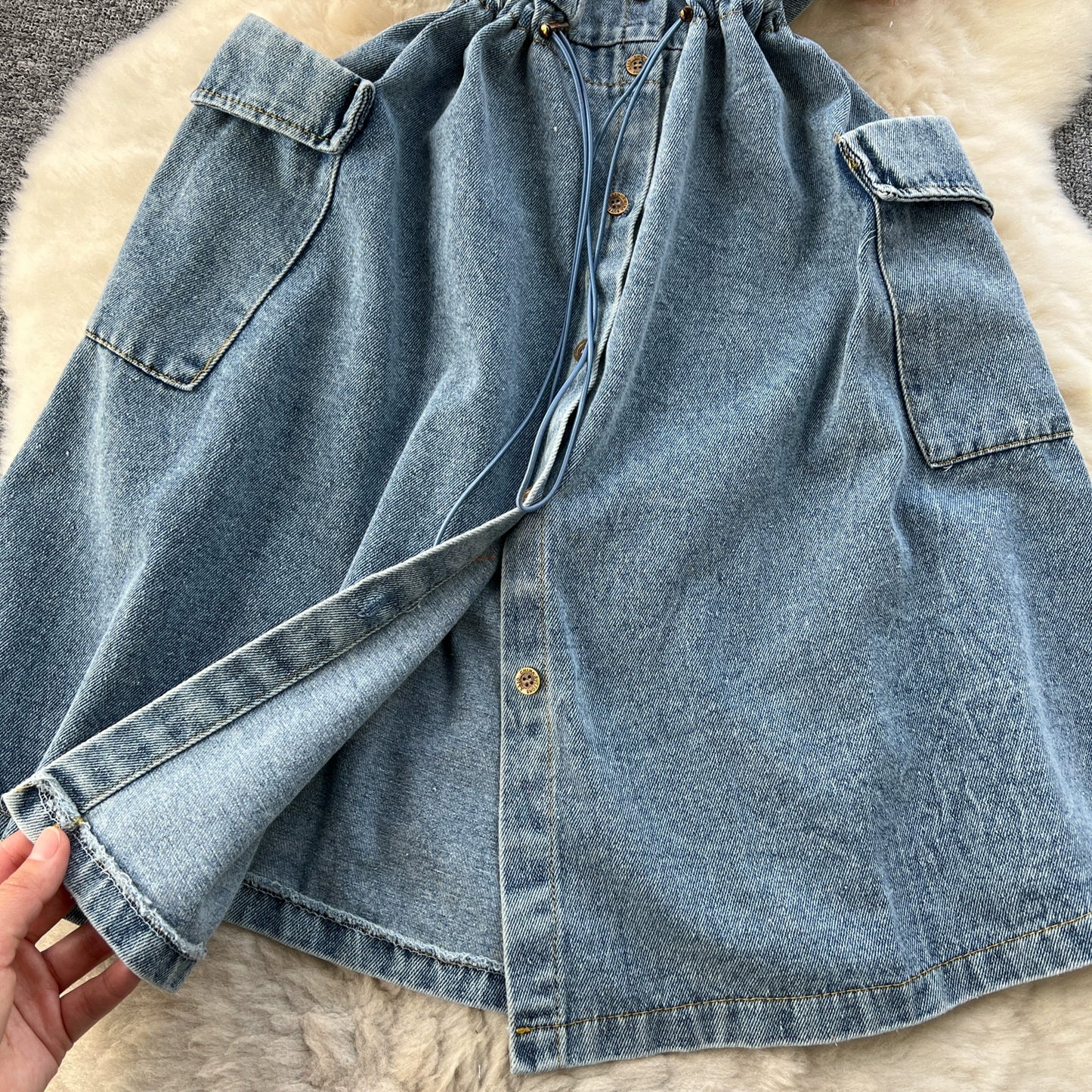 Spring Fashion Elegant Casual Women Patchwork Mini Denim Dress Vintage Slim Drawstring Dresses Female Party Clothes Robe New