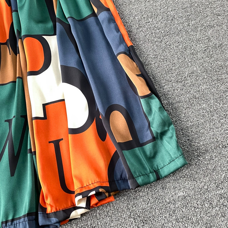 Vintage Women Casual Print Long Party Shirts Dress Elegant Single Breasted A-Line Prom Birthday Clothes Female Fashion Robe New