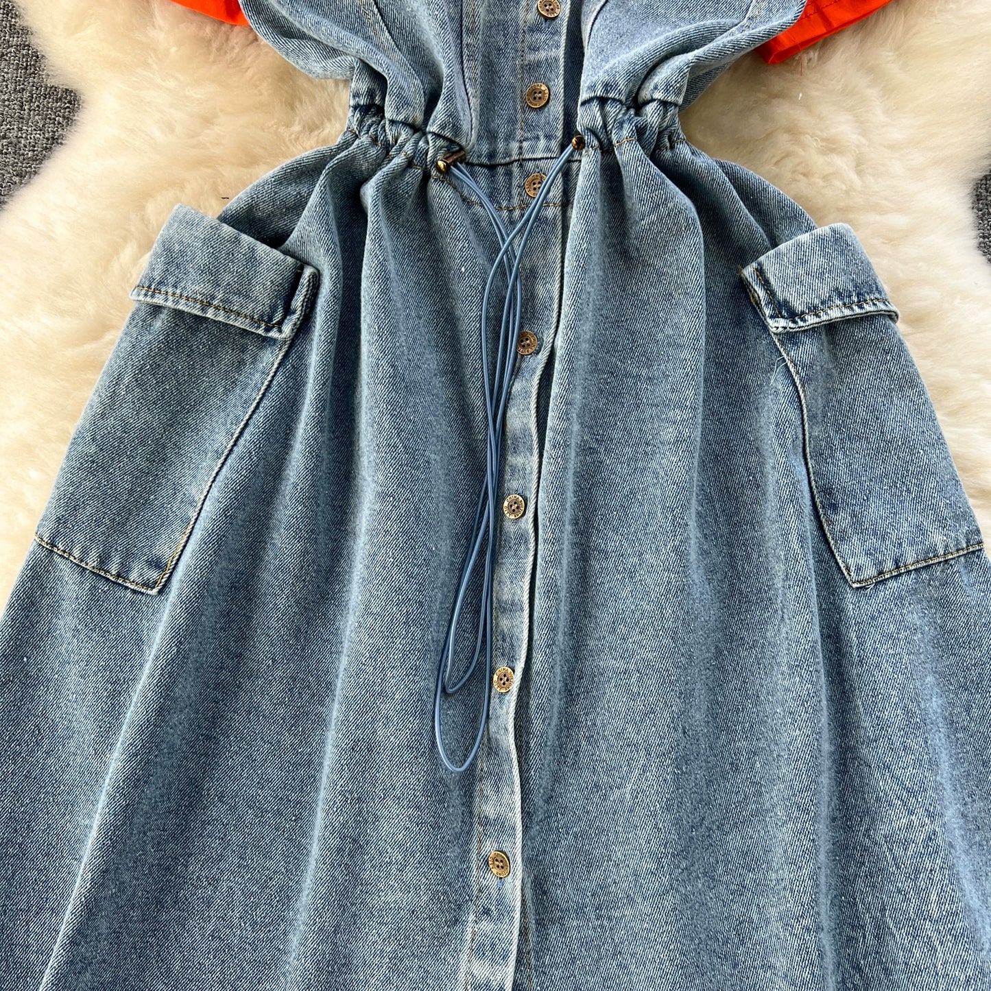 Spring Fashion Elegant Casual Women Patchwork Mini Denim Dress Vintage Slim Drawstring Dresses Female Party Clothes Robe New