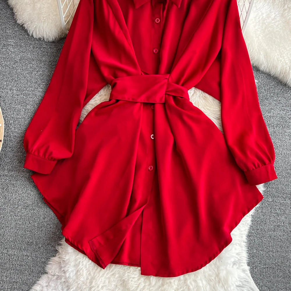 Autumn Women Elegant Casual Solid Shirts Tops Long Sleeve Vintage Party Birthday Blusas Female Chic Outerwear Blouses Clothes