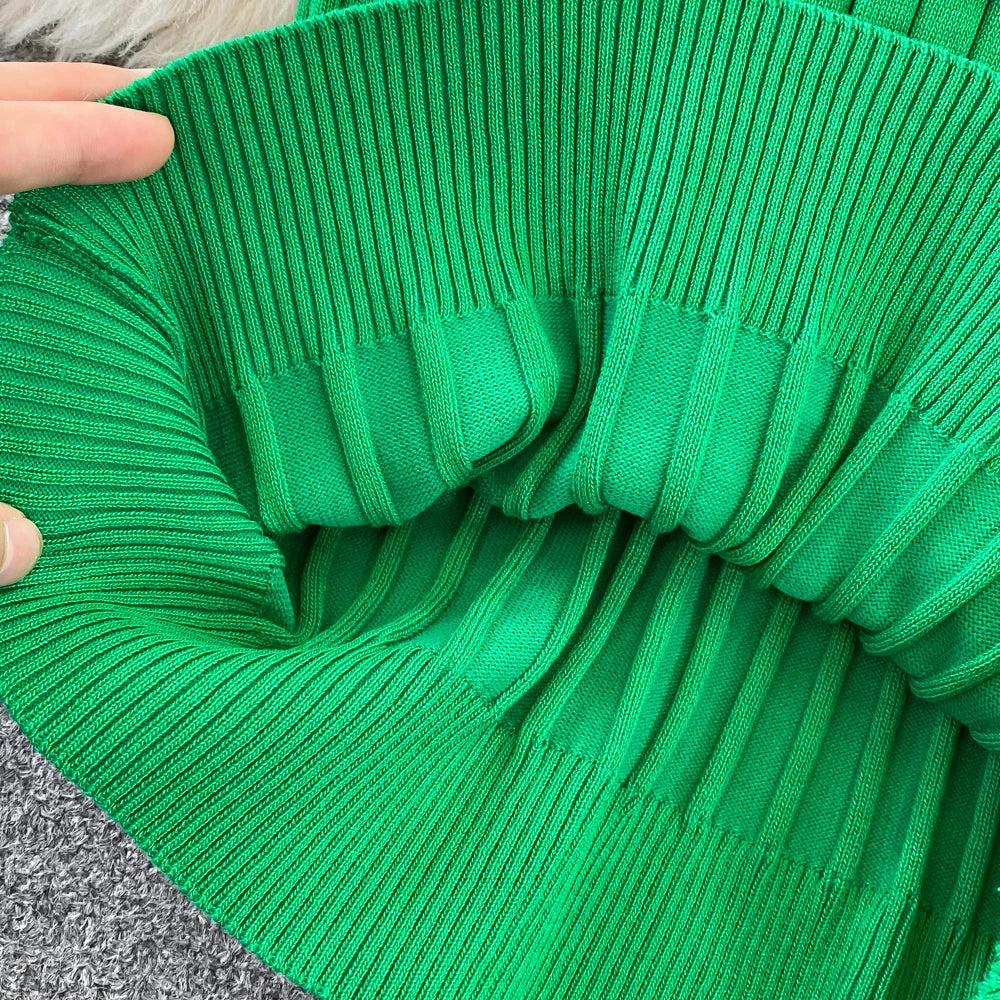 Chic Elegant Turtleneck Long Sleeve Bodycon Dress with Belt Sexy Fashion Knit Vestido Slim Autumn Winter Pencil Sweater Robe